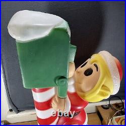 Vintage Christmas Elf Santas Mailbox Lighted Blow Mold Mail General Foam 34