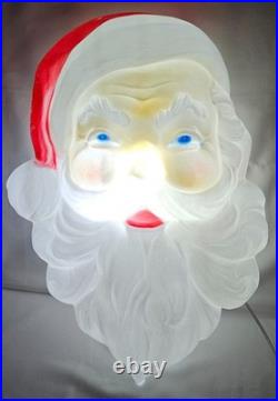 Vintage Christmas Light Blow Mold Santa Face Head 1989 Union Products 7526 Works