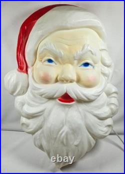 Vintage Christmas Light Blow Mold Santa Face Head 1989 Union Products 7526 Works