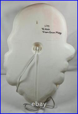 Vintage Christmas Light Blow Mold Santa Face Head 1989 Union Products 7526 Works