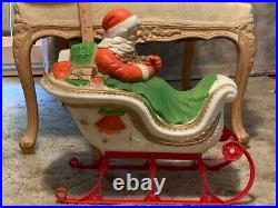 Vintage Christmas Santa Sleigh & Reindeer Blow Mold