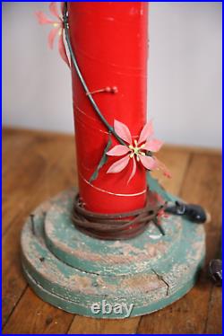 Vintage Christmas lighted candles yard lamps Decor Display red lights antique