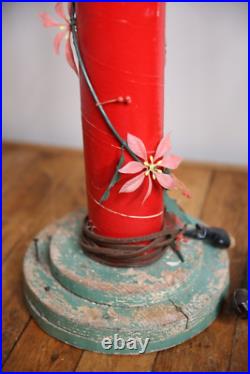 Vintage Christmas lighted candles yard lamps Decor Display red lights antique