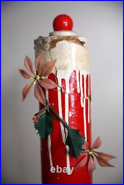 Vintage Christmas lighted candles yard lamps Decor Display red lights antique