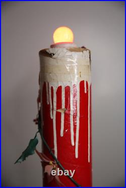 Vintage Christmas lighted candles yard lamps Decor Display red lights antique