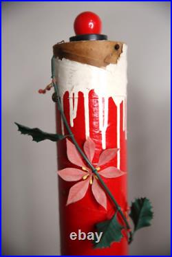 Vintage Christmas lighted candles yard lamps Decor Display red lights antique