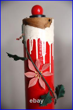 Vintage Christmas lighted candles yard lamps Decor Display red lights antique