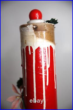 Vintage Christmas lighted candles yard lamps Decor Display red lights antique