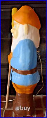Vintage Don Featherstone Blow Mold Gnome Elf Leprechaun Union Products 28 broom