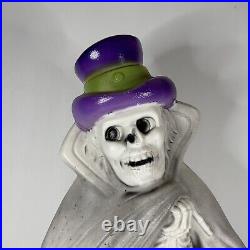 Vintage Don Featherstone Blow Mold Halloween Skeleton Cape Top Hat 33 Inch