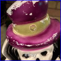 Vintage Don Featherstone Blow Mold Halloween Skeleton Cape Top Hat 33 Inch RARE