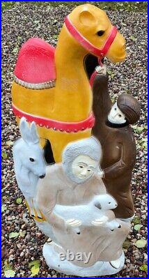 Vintage Don Featherstone Blow Mold Nativity Camel, Donkey, Wise Men 40 Tall