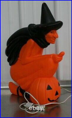 Vintage Don Featherstone Blow Mold Witch &Pumpkin on Broom Light 20 Halloween