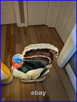 Vintage Don Featherstone Thanksgiving Blow Mold Set Pilgrims Turkey Lot Of 3