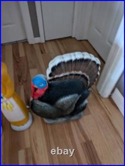 Vintage Don Featherstone Thanksgiving Blow Mold Set Pilgrims Turkey Lot Of 3