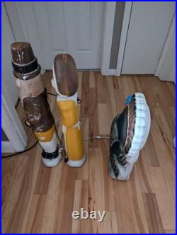 Vintage Don Featherstone Thanksgiving Blow Mold Set Pilgrims Turkey Lot Of 3