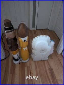 Vintage Don Featherstone Thanksgiving Blow Mold Set Pilgrims Turkey Lot Of 3