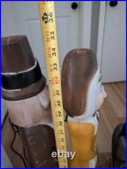 Vintage Don Featherstone Thanksgiving Blow Mold Set Pilgrims Turkey Lot Of 3