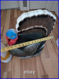 Vintage Don Featherstone Thanksgiving Blow Mold Set Pilgrims Turkey Lot Of 3