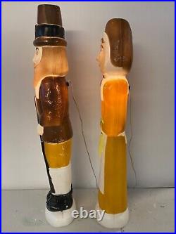 Vintage Don Featherstone Thanksgiving Pilgrim Couple Blow Molds WithOrig Cords