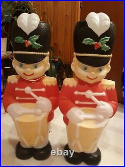 Vintage Drummer Boy Soldiers Lighted Blow Mold Christmas Set Of 2