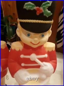 Vintage Drummer Boy Soldiers Lighted Blow Mold Christmas Set Of 2