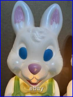 Vintage Easter Blow Mold Bunny Rabbit 19 Basket WORKING Slightly Used Lot Pair