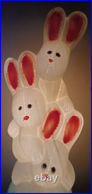 Vintage Easter Bunny Rabbit 3 Tier Stacked Basket Lighted 32H Blow Mold