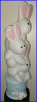 Vintage Easter Bunny Rabbit 3 Tier Stacked Basket Lighted 32H Blow Mold