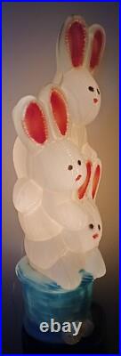 Vintage Easter Bunny Rabbit 3 Tier Stacked Basket Lighted 32H Blow Mold