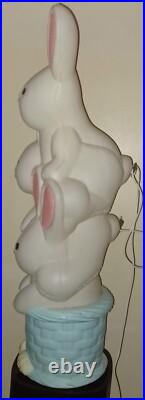 Vintage Easter Bunny Rabbit 3 Tier Stacked Basket Lighted 32H Blow Mold