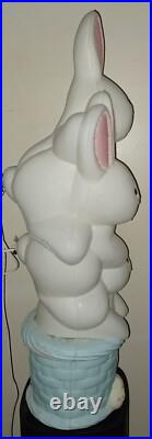 Vintage Easter Bunny Rabbit 3 Tier Stacked Basket Lighted 32H Blow Mold