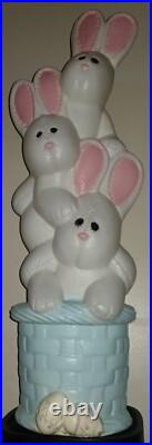 Vintage Easter Bunny Rabbit 3 Tier Stacked Basket Lighted 32H Blow Mold