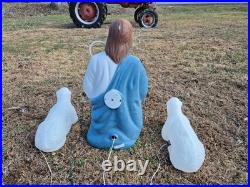 Vintage Empire 28 Christmas Nativity Shepherd Blow Mold With 2 Sheep & Staff Hook