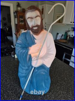 Vintage Empire 28 Christmas Nativity Shepherd Blow Mold With 2 Sheep & Staff Hook