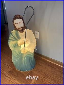 Vintage Empire 28 Nativity Green Shepherd With Staff Blow Mold- WORKING