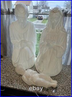 Vintage Empire 28 Nativity Mary Joseph & Jesus White Blow Mold Set TESTED WORKS