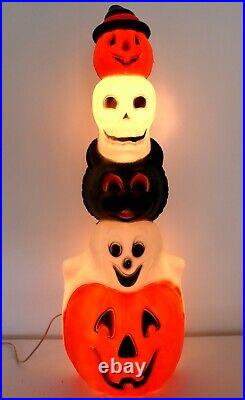 Vintage Empire 32 Halloween Totem Pole Ghost Skull Pumpkin Cat Blow Mold
