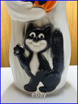 Vintage Empire 33 Blow Mold Halloween Happy Ghost With Pumpkin And Cat Light