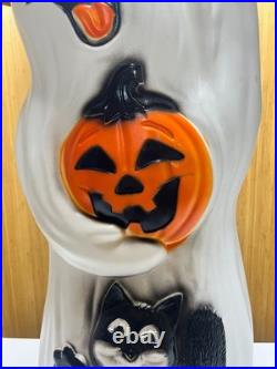 Vintage Empire 33 Blow Mold Halloween Happy Ghost With Pumpkin And Cat Light