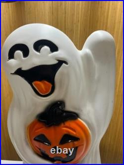 Vintage Empire 33 Blow Mold Halloween Happy Ghost With Pumpkin And Cat Light