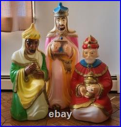 Vintage Empire 3 Wise Men Blow Mold Nativity Set 1980s Lights Work with Box USA