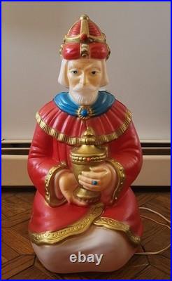 Vintage Empire 3 Wise Men Blow Mold Nativity Set 1980s Lights Work with Box USA