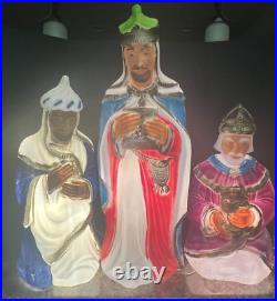 Vintage Empire 3 Wise Men Christmas Blow Molds Lighted Nativity Scene Kings Box