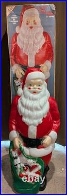 Vintage Empire 48 Santa Blow Mold Green Toy Bag Sack In Original Box 1968