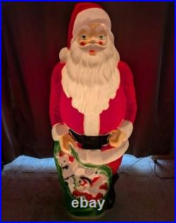 Vintage Empire 48 Santa Blow Mold Green Toy Bag Sack In Original Box 1968