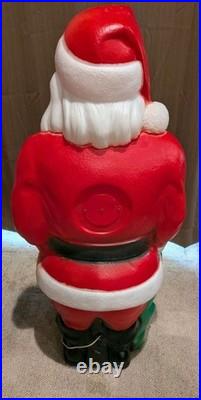 Vintage Empire 48 Santa Blow Mold Green Toy Bag Sack In Original Box 1968