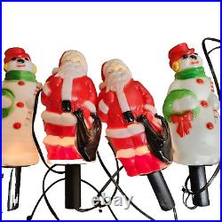 Vintage Empire Blow Mold 2 Santas 2 Snowmen 6 Candles 2 spotlites stakes Timer