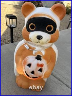 Vintage Empire Blow Mold 90's Halloween Teddy Bear Raccoon Bandit Pumpkin 24