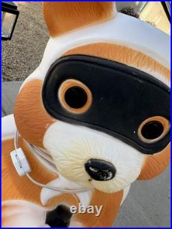 Vintage Empire Blow Mold 90's Halloween Teddy Bear Raccoon Bandit Pumpkin 24